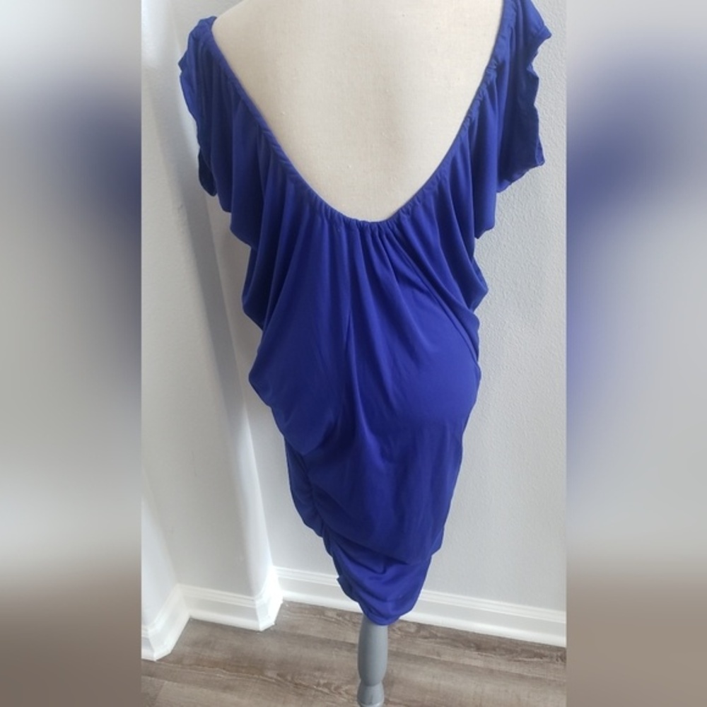 off the shoulder dress, gathered blue party/ club dress size medium